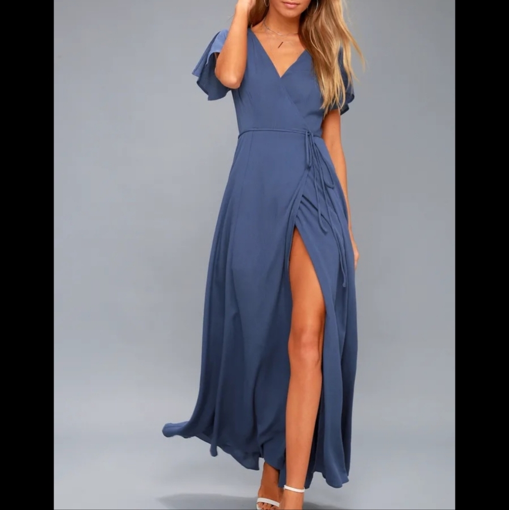 NWOT Heart of Marigold Denim Blue Wrap Maxi Dress